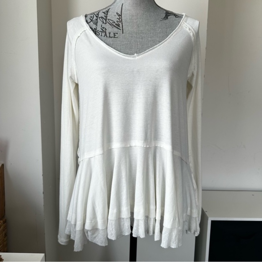 We The Free by Free People Tangerine Tee – Ivory Long Sleeve XS oversized
